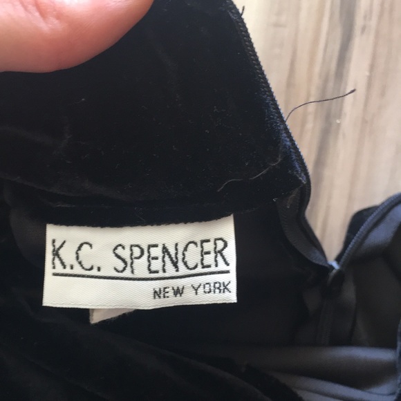 Vintage K.C. Spencer New York Black Velvet Dress - Picture 3 of 5